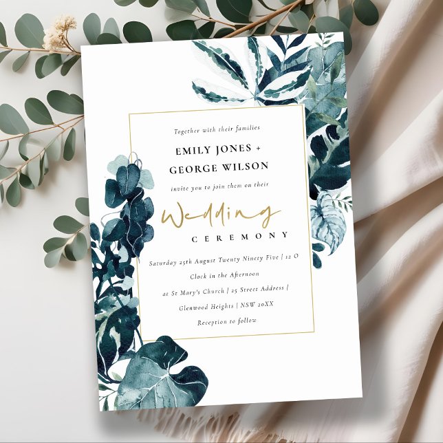 MODERN TROPICAL MONSTERA FOLIAGE WEDDING INVITE TACK KORT (Skapare uppladdad)
