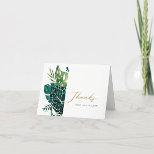 MODERN TROPICAL MONSTERA GRÖNT FOLIAGE BRÖLLOP TACK KORT