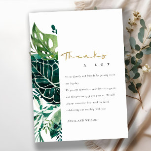 MODERN TROPICAL MONSTERA GRÖNT FOLIAGE BRÖLLOP TH TACK KORT