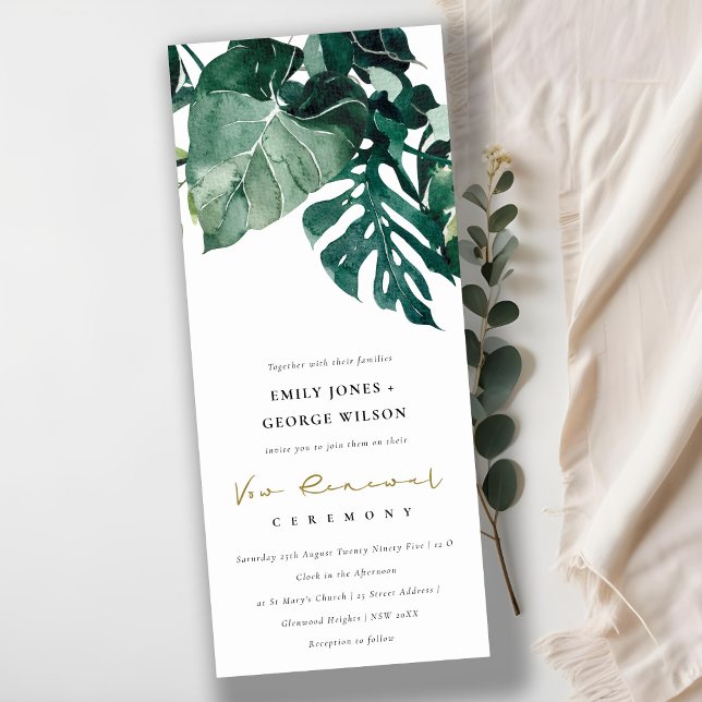 Modern Tropical Monstera Grönt Foliage Vow Renewal Inbjudningar (Skapare uppladdad)