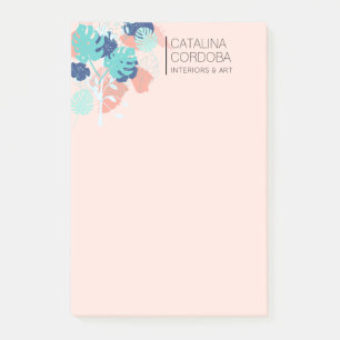 Modern Tropical Monstera Löv Mönster Peach/Mint Post-it Block