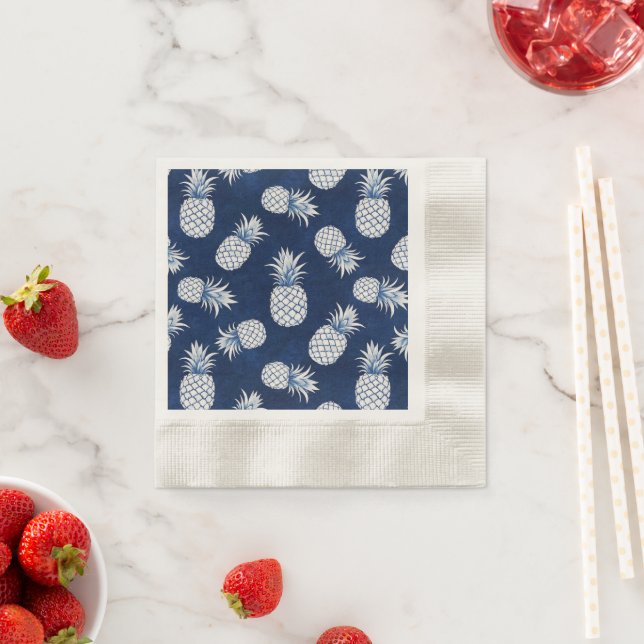 Modern Tropical Pineapple Watercolor Pappersservett (Insitu)