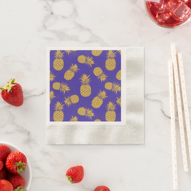 Modern Tropical Pineapple Watercolor Pappersservett (Insitu)