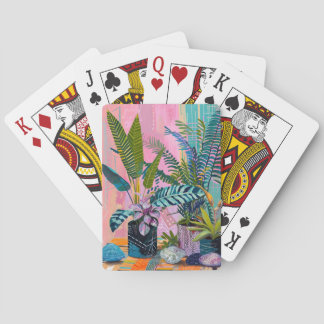 Modern Tropical Plant Print – Pink and Green Casinokort