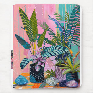 Modern Tropical Plant Print – Pink and Green Musmatta