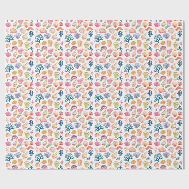 Modern Tropical Plant Print – Pink and Green  Presentpapper (Platt)