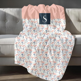 Modern Tropical Rosa Flamingo Pattern Fleecefilt