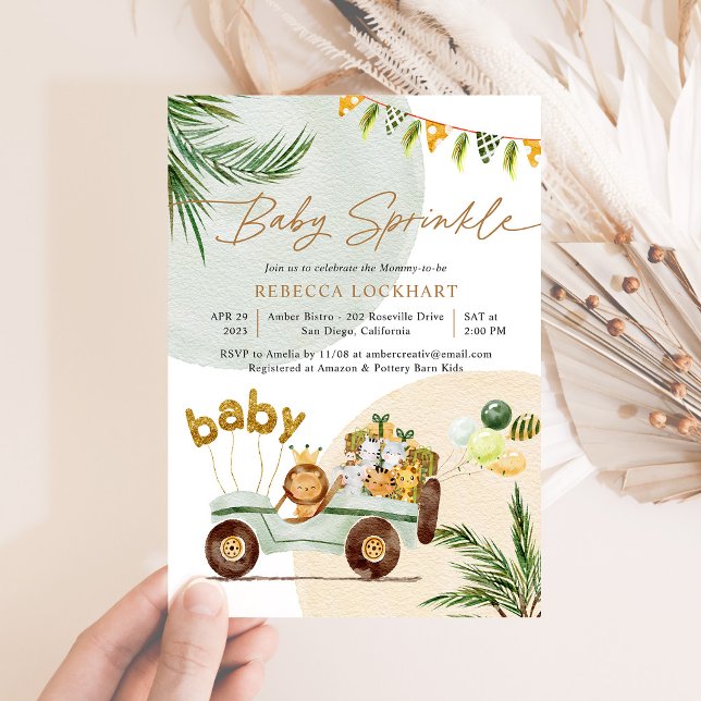 Modern Tropical Safari Baby djur Baby Sprinkle Inbjudningar (Skapare uppladdad)