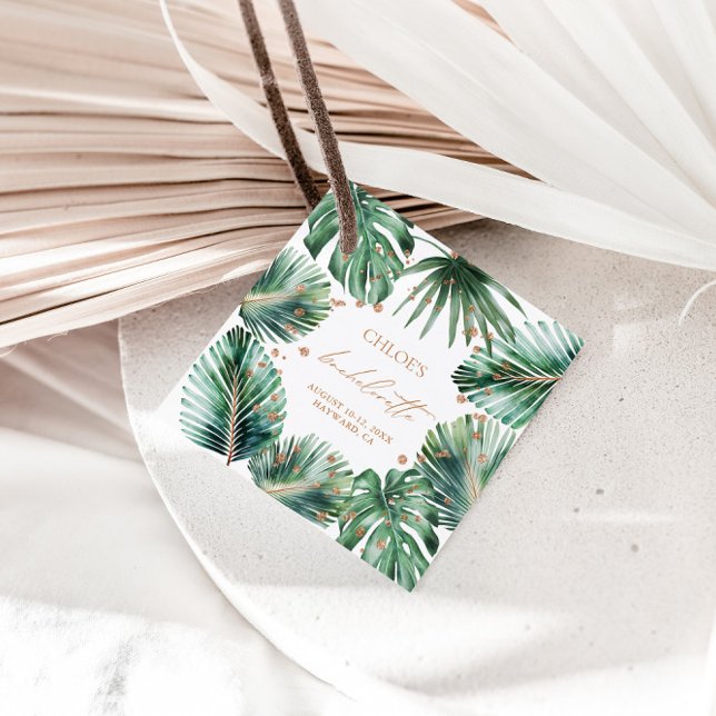 Modern Tropical & Sällskapsbrudfest med Diamant te Gåvor Etiketter (Modern Tropical & Diamond Bachelorette Party Favor Tags)