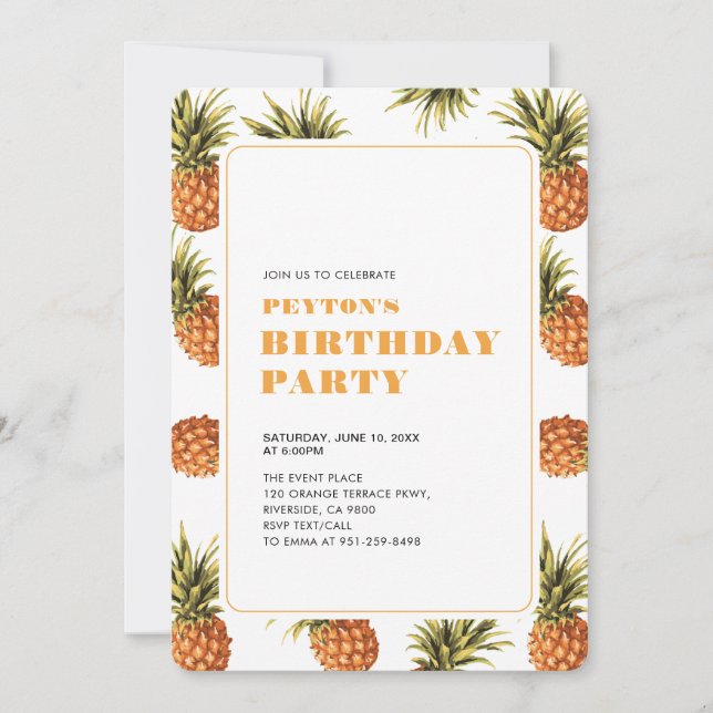 Modern Tropical Summer Vuxen Födelsedagsfest Inbjudningar (Framsida)