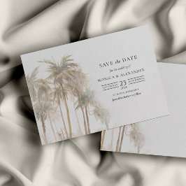 Modern Tropical Träd Typography Spara Datumet