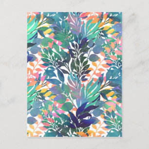 Modern Tropical Watercolor Foliage Design Helg Vykort