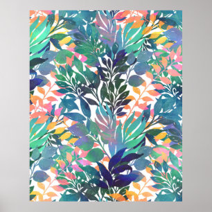 Modern Tropical Watercolor Foliage Design Poster