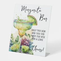 Modern Tropical Watercolor Margarita Pub Sign
