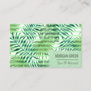 Modern Tropical Watercolor Plant Spa Retreat Visitkort