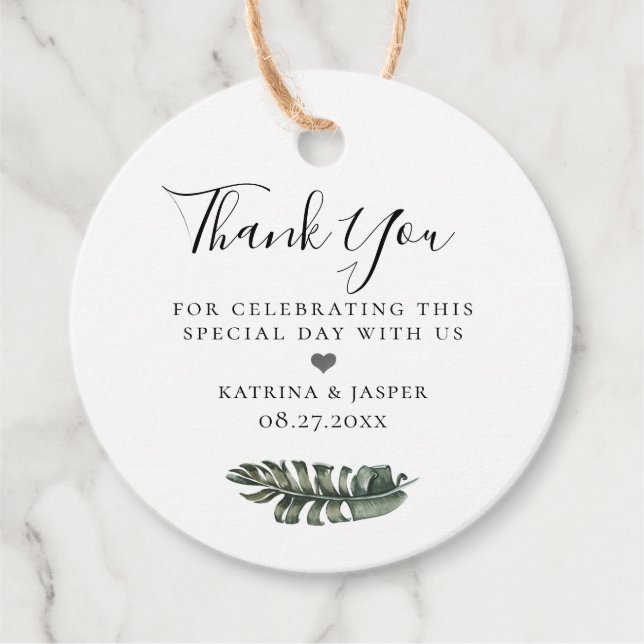 Modern Tropics Ö Bröllop Gåvor Etiketter (Framsida)