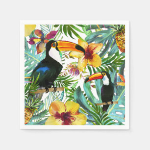 Modern tropisk ananas för Toucan paradishandflata Pappersservett