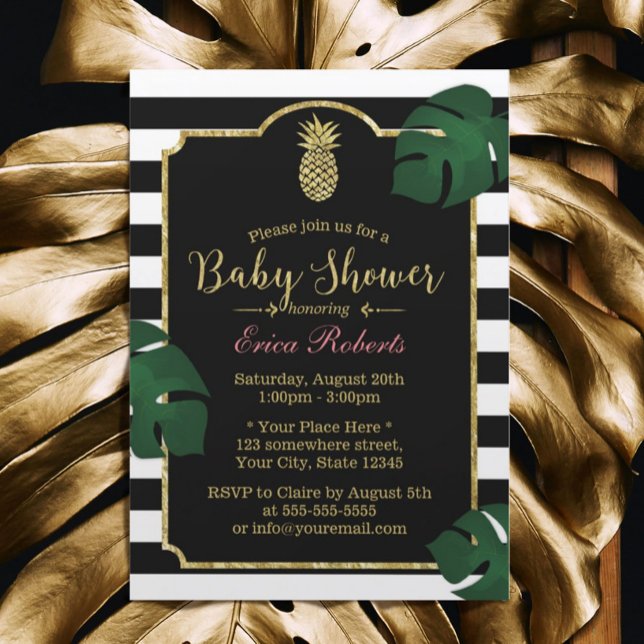 Modern tropisk ananas, hawaiisk babyskor inbjudningar (Skapare uppladdad)