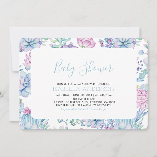 Modern Tropisk Blommig Sommar Pojke Baby Shower Inbjudningar (Framsida)