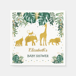Modern tropisk djungeldjurbaby shower pappersservett