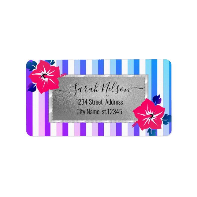 Modern tropisk, Hibiscus Adressetikett (Framsidan)