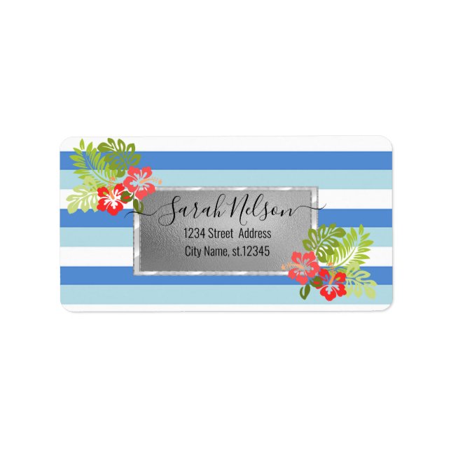 Modern tropisk, Hibiscus-etikett Adressetikett (Framsidan)