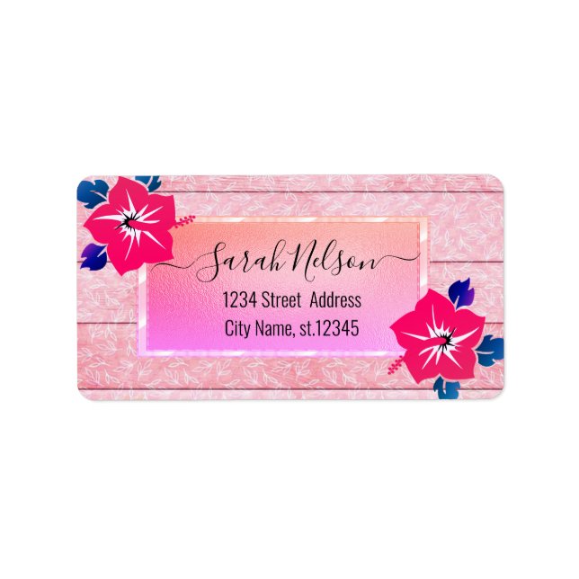 Modern tropisk, Hibiscus-etikett Adressetikett (Framsidan)