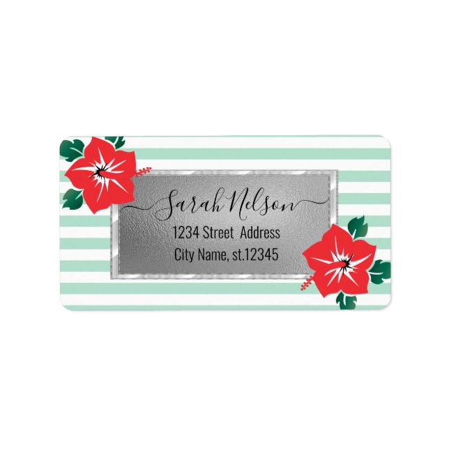 Modern tropisk, Hibiscus-etikett Adressetikett (Framsidan)