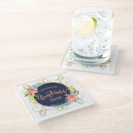 Modern tropisk jultypografi och blommor