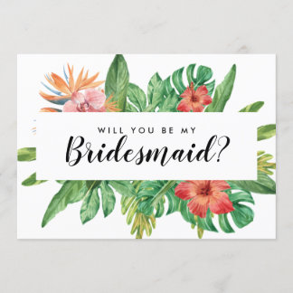 Modern tropisk kommer du att bli min Bridesmaid Br Inbjudningar