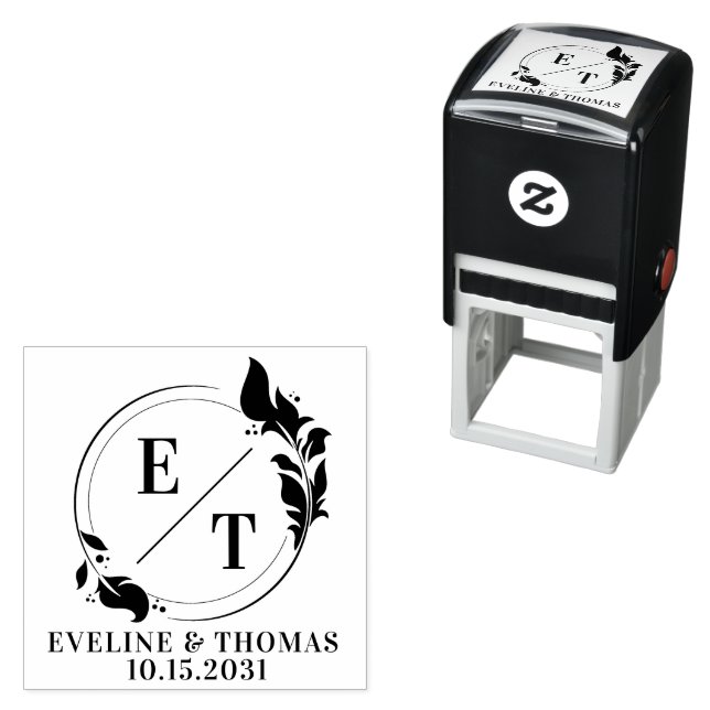 Modern tropisk logotyp för andning av bröllop i mo självfärgande stämpel (In Situ)