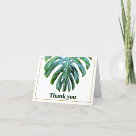 Modern tropisk monstera Löv Guld Beach Wedding Tack Kort