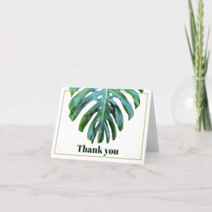 Modern tropisk monstera Löv Guld Beach Wedding Tack Kort