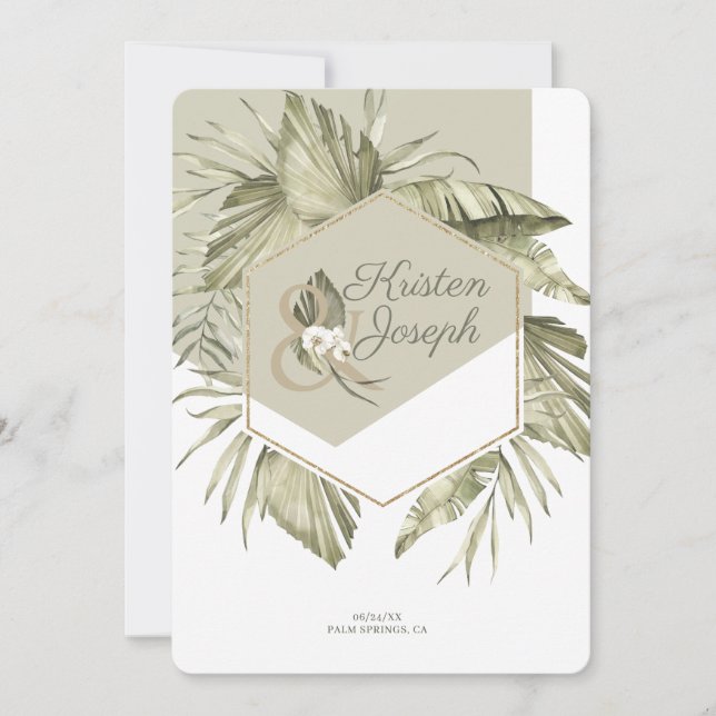 Modern tropisk palmblad ram spara datumet (Framsida)