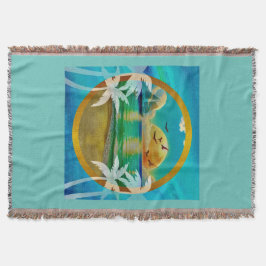 Modern tropisk persiko-Träd-solnedgång i Handflata Filt