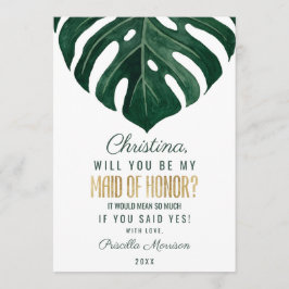 Modern tropisk schweizisk ostguldmaid of honor inbjudningar