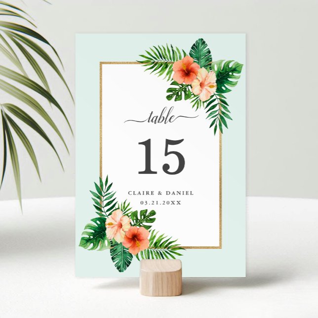 Modern tropisk vattenfärg Botaniska Bröllop Bordsnummer (Skapare uppladdad)