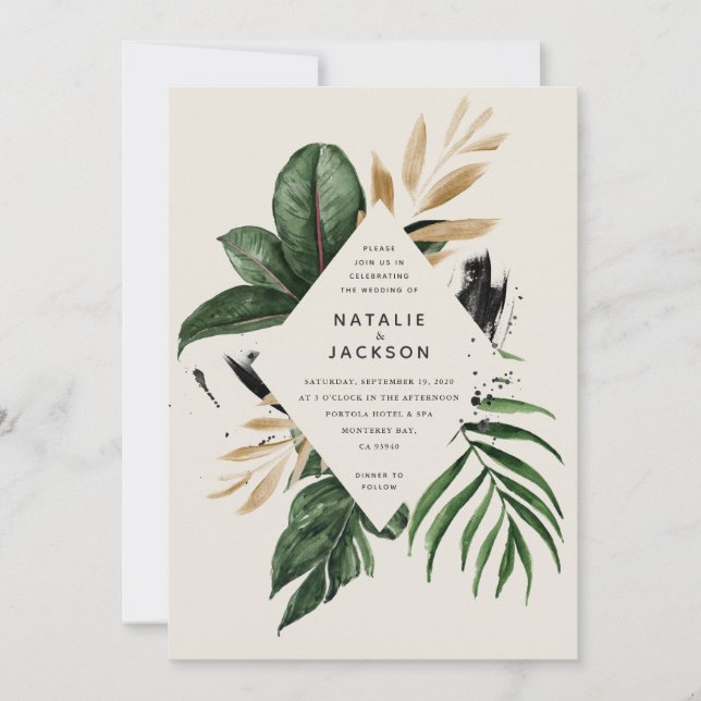 Modern tropiska abstrakt målad bröllop (Framsida)