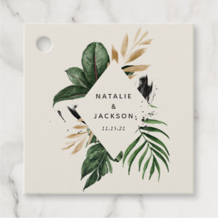 Modern tropiska abstrakt målad bröllop gåvor etiketter