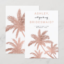 Modern tropiska Bridesmaid ro guld handflatan Inbjudningar