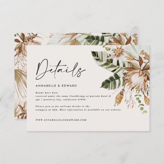 Modern tropiska elegant bröllop OSA kort (Fram/baksida)