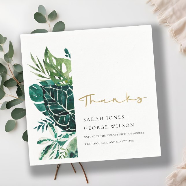 Modern Tropiska Monstera-Grönten Leafy Fauna Bröll Pappersservett (Skapare uppladdad)