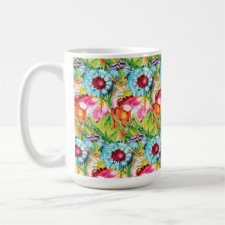 Modern Tropiska vattenfärgsblommor Sömlös patter Kaffemugg