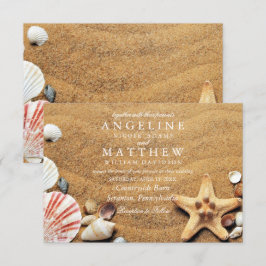 Modern Tropiskt Beach Starfish Sea Bröllop Card Inbjudningar