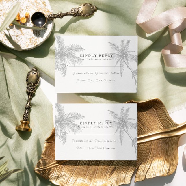 Modern Tropiskt block - minimalistiskt Bröllop OSA Kort (Fully customizable tropical wedding RSVP cards - pairs perfectly with our PALM DREAMS collection.)