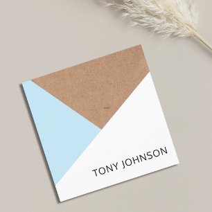 Modern tryckt Kraft Light Blue White Geometric Fyrkantigt Visitkort