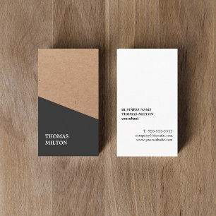 Modern tryckt Kraft Papper Black Geometric Visitkort