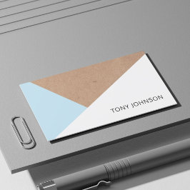 Modern tryckt Kraft Papper Blue White Geometric Visitkort
