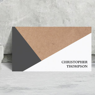 Modern tryckt Kraft Papper Grått White Geometric Visitkort
