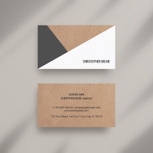 Modern tryckt Kraft Papper Grått White Geometric Visitkort
